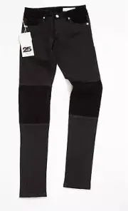 SASS & BIDE Womens THEY SHINE Black Denim+Corduroy SKINNY BOY Jeans 25 NEW