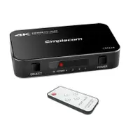 Simplecom CM324 4 Way HDMI 2.0 Switch with Remote 4 In 1 Out Splitter HDCP 2.2 4K @60Hz UHD HDR
