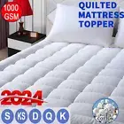 1000GSM Bed Pillowtop Mattress Topper Pad Protector Fitted Cover All Size Queen