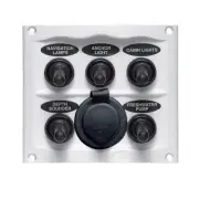 BEP Splash Proof Fused Switch Panel 5 Gang w/PWR SKT White