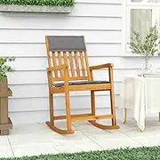 Garden Chairs, Rocking Chair with Cushions Solid Wood Acacia