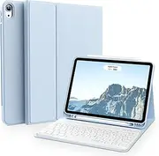 JKSML Case iPad Air 6 11-inch M2 2024,iPad Air 5th/4th Generation 10.9 inch 2022/2020, Stand Folio Detachable Wireless Bluetooth Keyboard Cover Soft TPU Back Case with Pencil Holder, Light Blue