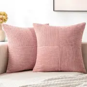 Corduroy Pillow Covers Pack of 2 Boho 16" x 16" (Pack of 2) Blush Pink