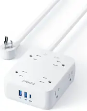 Anker 8-Outlets Power Strip 2000J Surge Protector 2 USB-A Port 20W USB-C Charge