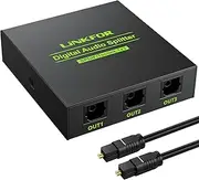 LiNKFOR Digital Optical Audio 1x3 Splitter Digital SPDIF Toslink Optical Fiber Audio Splitter 1 in 3 Out Aluminum Alloy with Optical Cable for PS3 Xbox Blue-Ray DVD HDTV