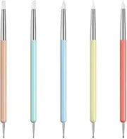 HIGHROCK 5Pcs Nail Art Dotting Tools Nail Silicone Brush Dual Head Dotting Drawing Painting Pen Clay Pottery Modeling Sculpting Drawing Tools (Multiple)