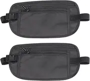 [EODKSE] 2 Pack: Hidden Money Belt with Anti-Theft Security Pocket, Adjustable Waist Belt, Flat Passport Pouch and Black Design for Safe Festival Visits, Black, Einheitsgröße