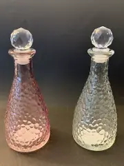 Set Of 2 Pebble Glass Bottles 6.5” New