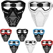 8 Pack Tactical Mask for Kids with Safety Goggles to Protect Eyes, Full Mask Eye Protection for Kids CS Airsoft Shooting Game Party