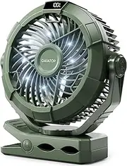 Gaiatop Camping Fan with Light, 4000mAh Portable Rechargeable Battery Powered Fan, 3 Speed Small Desk Fan, Clip on Fan with LED Digital Display, USB Fan with Hanging Hook for Outdoor, Bedroom, CP-02