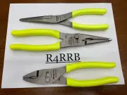 Snap-on Tools NEW 3pc HIVIZ Soft Grip LONG Needle Nose Pliers Lot Set LN47ACF