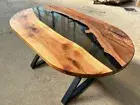 OVAL SHAPE WOOD & RESIN DINING TABLE, CENTER TABLE, COFFEE TABLE TOP