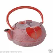 [Rare] Nanbu Tetsubin - Konoha (red) 0.3 Liter - Japanese cast iron teapot w net