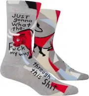 Blue Q Men’s Funny Novelty Crew Socks Just gonna WTF My way through this Sh*t