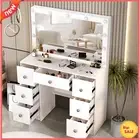 Dressing Table Makeup Vanity Set w/ Mirror Hollywood Desk 11 Bulbs Set Organizer