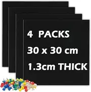 QUEENLINK Self Adhesive Felt Board for Walls, 4 Pack Felt Bulletin Board with 40 Push Pins for Photos, Notes, Schedules – Ideal for Bedroom, Office, Home Décor(Black)