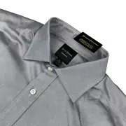 NEW Hickey Freeman Men's 100% Cotton Modern Fit Dress Shirt Gray • 15 | 32/33