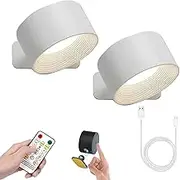 Lights of Sweden Wall Lights, 360 Rotate Magnetic Ball Led Wall Mounted Reading Light, Rechargeable Wallmounted Sconces, Wallmounted Lamp Led Walllights, for Desks Living Rooms Bedrooms (White*2)