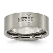 Men's 8mm Titanium 1/15ctw Diamond Cross Brushed Flat Band