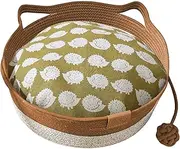 Cat Basket | Scratch-Resistant Woven Pet Nest Mat,Soft Weaving Nest with Removable Cushion for Indoor Outdoor Bedside Offices Room Use