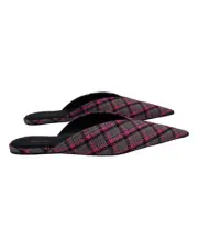 Balenciaga Check Knife Flat Mules In Wool Women Grey Size 36