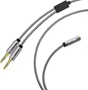 DUKABEL Long Headset Splitter Cable (4ft/1.2m), 3-Pole TRS Microphone(Male) & Audio(Male) to Single 4-Pole TRRS (Famle) Jack Headphone Adapter/Crystal-Nylon Braided / 24K Gold Plated / 99.99% 4N OFC