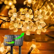 Solar Flower String Lights,2Pack 50 LED Solar Fairy Light Outdoor Waterproof,Che