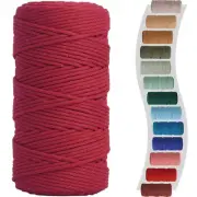 Red Macrame Cord 3mm x 150yards Colored Cotton Cord Macrame Rope Macrame Yarn...