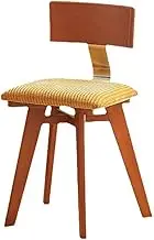 Solid Wood Makeup Chair, Medieval Style Makeup Stool, Dining Table Chair with Backrest, Retro Chair, Wide Seat Surface, Clear Wood Grain, Unique Shape