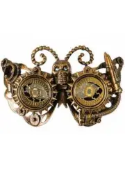 Antique Gold Steampunk Butterfly Eye Mask with Skull
