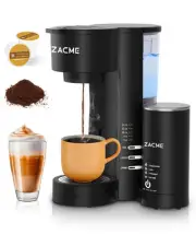 Single Serve Coffee Maker for K Cups&Ground Coffee with Milk Frother, 3 in 1 ...
