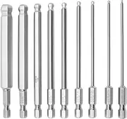 9pcs 1/4 Inch Hex Head Allen Wrench Drill Bits S2 Steel 100mm Metric Long Handle Hex Key Screwdriver Bits Tip Socket Sets