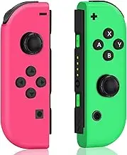 Joy Cons for Switch Controllers, Wireless Replacement for Switch Joycons, Left and Right Controllers Support Sports Dual Vibration,Wake-up,Motion Control (Green and Pink)