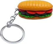 [FORUBUS] Funny Imitation Food Keychain - Hamburger, Cupcake, Hot Dog, Sandwich, Fries Charms for Playful Keyring