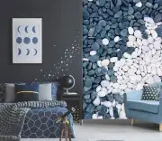 3D Blue White Pebbles K3462 Wallpaper Mural Self-adhesive Removable Sticker Luna