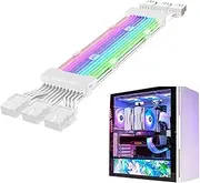 Energy Supply Cable - Light Effect Wire Extension RGB ATX | 24 Pin ARGB Synchronized PSU Cable with Color Mode - PC Energy Cable Extension Kit, RGB Sleeved for Custom Builds, Black or White Options