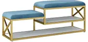 Shoe Bench Shoe Rack Bench for Front Indoor Entrance, Small Shoe Organizer with Storage, Shoe Stool Home Entrance Porch Cabinet Storage Shoe Rack Bench(Blue,100cm)