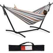 PNAEUT Double Hammock with Space Saving Steel Stand included 2 Person Heavy D...