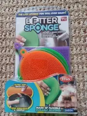 As Seen On TV, Better Sponge, Set of 3 Silicon Sponges, Mildew Resistant