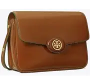 TORY BURCH ROBINSON SPAZZOLATO BAG LEATHER - BROWN Original Package $395