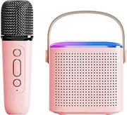 Karaoke with Wirel Microphone Portable for Adults & Bt Karaoke Speaker Lights Speaker Supports Tf Card Type-C Headphone Auxin Ing for Party Meeting Pink A-Karaoke & 1Xwirel Microphone