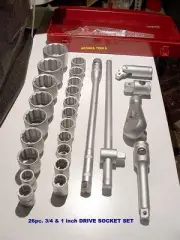 SOCKET SET-26pc- 3/4 & 1 in DR ( METRIC ) IN STEEL CASE.