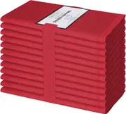 Cotton Clinic Cloth Dinner Napkins – Perfect Everyday Use Table Linen – Soft Durable Washable – Set of 12-17x17 in/Red