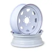 LIBRA 15 x 5 Trailer Wheels 5 Lug on 4.5" Bolt Pattern White Spoke, Set 2-17009