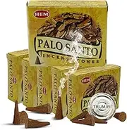 Palo Santo Incense Cones And Burner Holder Bundle From Hem Incense Trumiri For Smudging And Aroma - Pack of 6 (Approx 60 Cones)