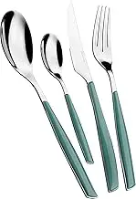 BUGATTI, Glamour, 24-Piece Cutlery Set in 18/10 Stainless Steel and Celadon Green Handle. 6-Person Cutlery Set consisting of 6 Spoons, 6 Forks, 6 Knives and 6 Coffee Spoons