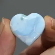 51ct 26mm Natural Larimar Crystal Puffy Heart, Blue Larimar Gemstone, Dominican