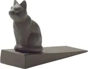 Rust Brown Vintage Cast Iron Cat Door Stop with Anti-Scratch Felt Bottom