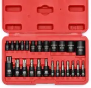 MIXPOWER 25 Piece Torx Bit and Socket Set, 13 Star Bits (T8- T60) & 12 E-Torx So