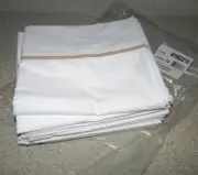Westin Starwood Hotel Standard Pillow Cases 42" X 34" White w/ Taupe Piping X12